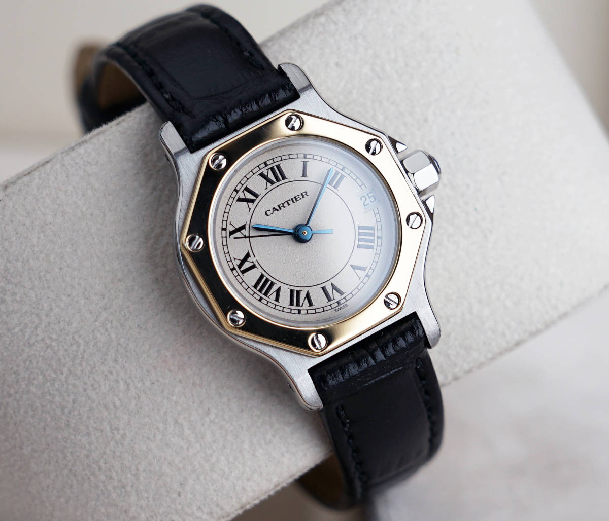 美品 カルティエ サントス オクタゴン 18KYG コンビ ローマン SM 美品 カルティエ サントス オクタゴン 18KYG コンビ ローマン SM