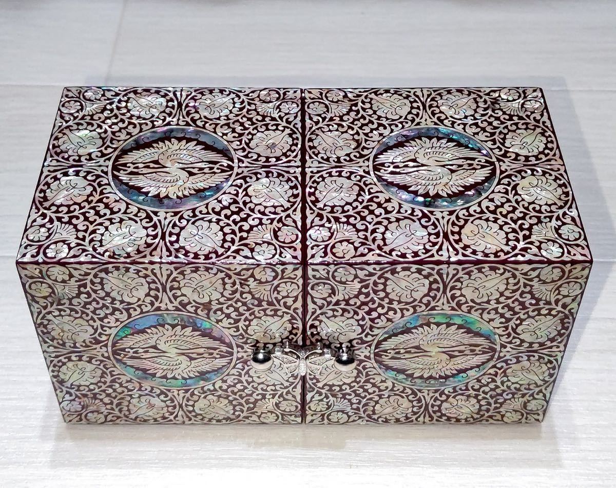 韓国伝統工芸 螺鈿細工 ジュエリーボックス 宝石箱 小物入れ 両開き