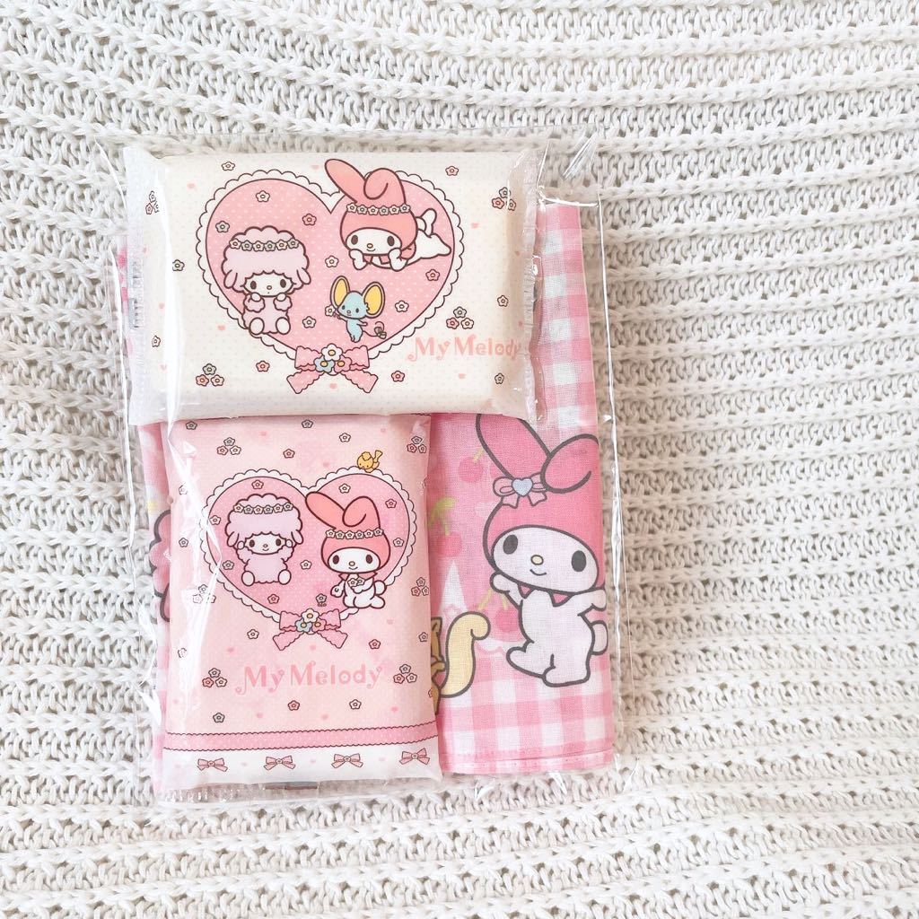 * new goods * Sanrio * My Melody My Melody *sanrio handkerchie * tissue *3 point set * towel * pink * character * pretty * flap 