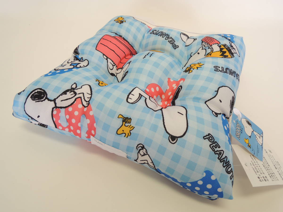 新品☆PEANUTS・SNOOPY☆学童スクエアクッション☆ブルー系_画像1