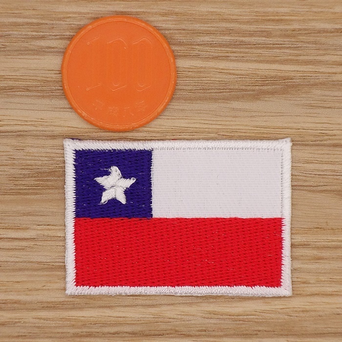 【Ｍサイズ】アイロンワッペン NO.932 チリ国旗 チリ 国旗 人気 アップリケ 【郵便定形】_Ｍサイズです。