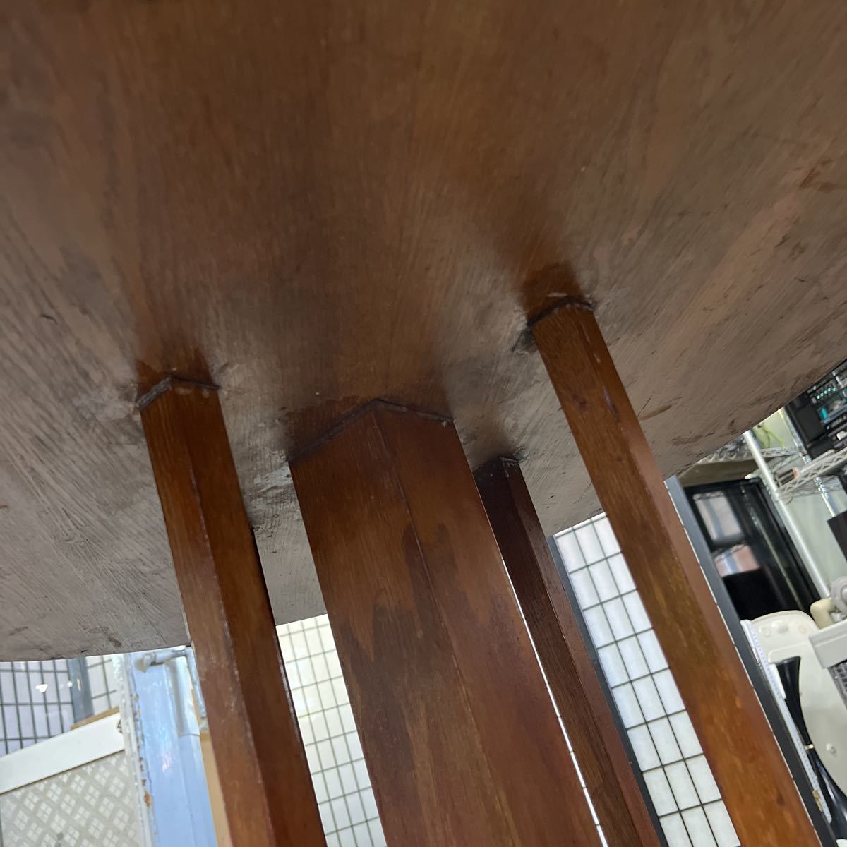 丸テーブル ビンテージ 昭和　レトロ　アンティーク　木製　引取り可能　小樽_画像7