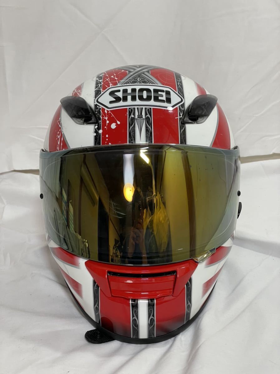 ◎【美品】SHOEI XR-1100 ヘルメット マットブラック Mサイズ 57cm ミラーシールド（別シールド付2個）ショウエイ ドクロ/クロス 赤/白_画像2