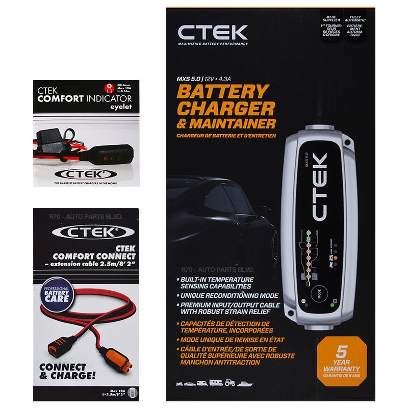 CTEK MXS 5.0 シーテック バッテリー チャージャー M6アイレット端子セット 最新 新世代モデル 日本語説明書付 