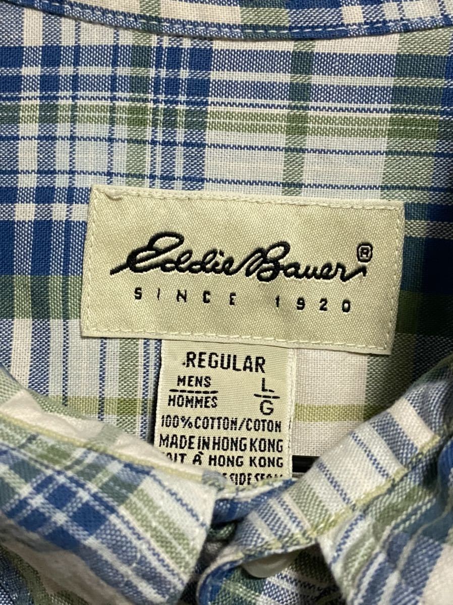 90s Eddie Bauar エディーバウアー 半袖シャツ ボタンダウンシャツ サイズ L USA アメリカ アメカジ 90年代の画像5