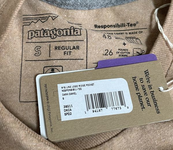 パタゴニア Tシャツ Sサイズ ラインロゴリッジポケットレスポンシビリティー PATAGONIA 38511 メンズ DKCA