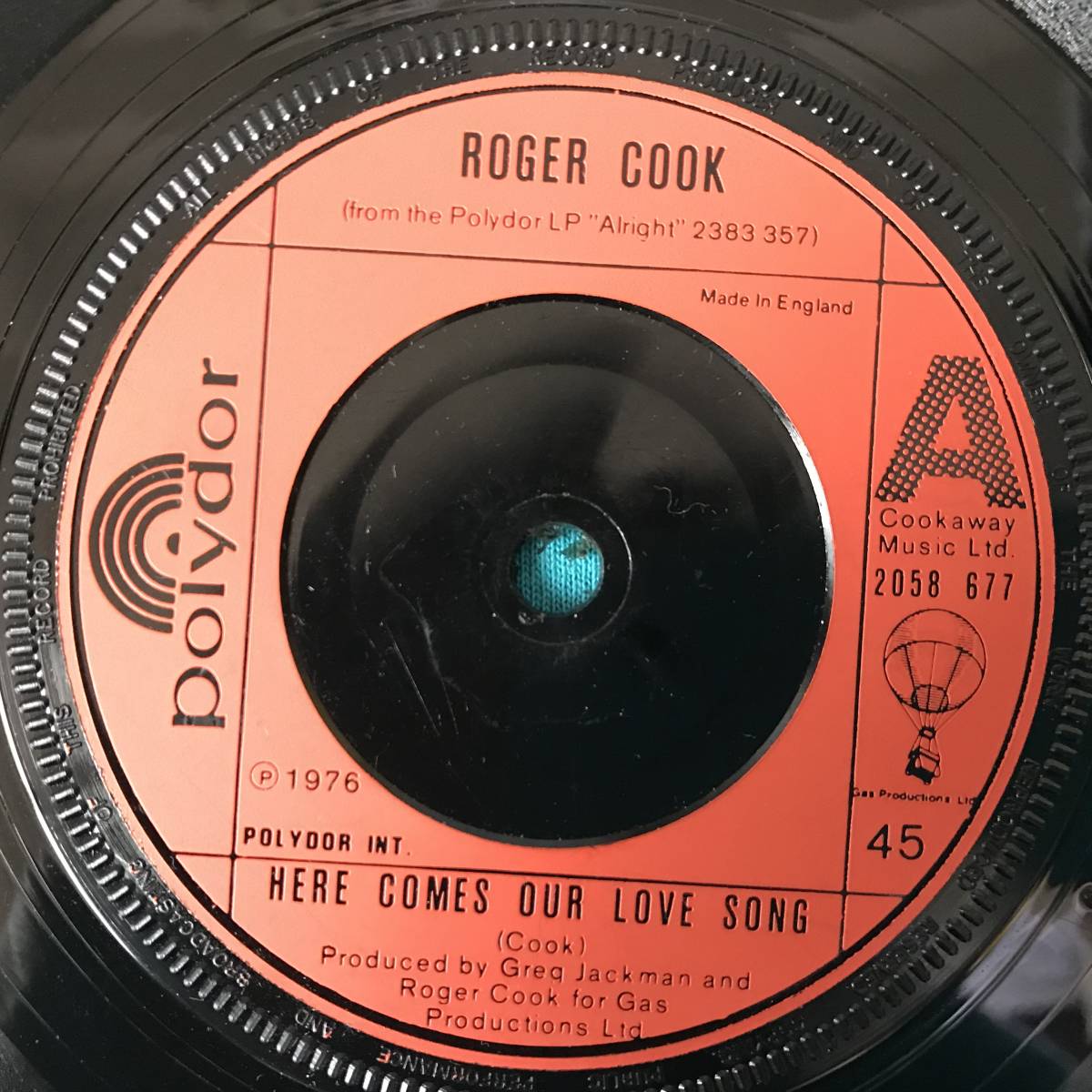 7”●Roger Cook / Here Comes Our Love Song UKオリジナル盤Polydor2058 677_画像3