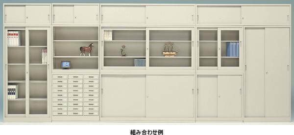 送料無料 地域限定 新品 激安 引き違い書庫 カギ付 本棚 書棚 スチール書庫 鍵付き書庫 引戸書庫 880 515 1790_画像3