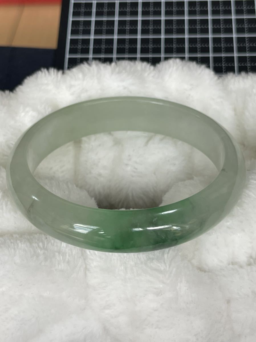 本翡翠バングル 氷漂花 氷糯種 ヒスイバングル 内径57.9mm 重さ47.5g