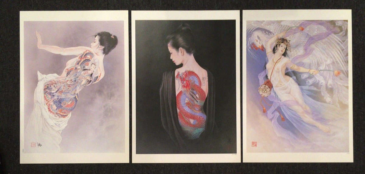 Yahoo!オークション - 複製画3葉付き 三代目・彫よし署名『小妻 Yahoo!オークション - 複製画3葉付き 三代目・彫よし署名『小妻