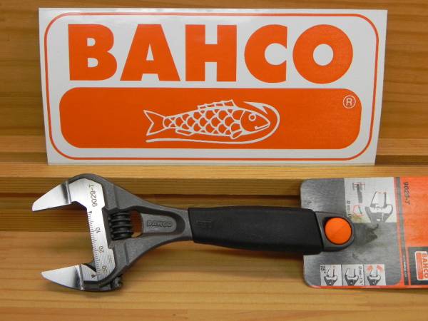 バーコ 薄口広口 ワイド モンキーレンチ 小型 170mm BAHCO *9029-T 樹脂グリップ