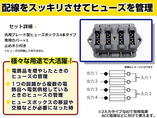 ガラス管タイプヒューズ を 平型ブレード ヒューズボックスへ 集中管理 4本 移設 交換 増設 など 電装品_画像2