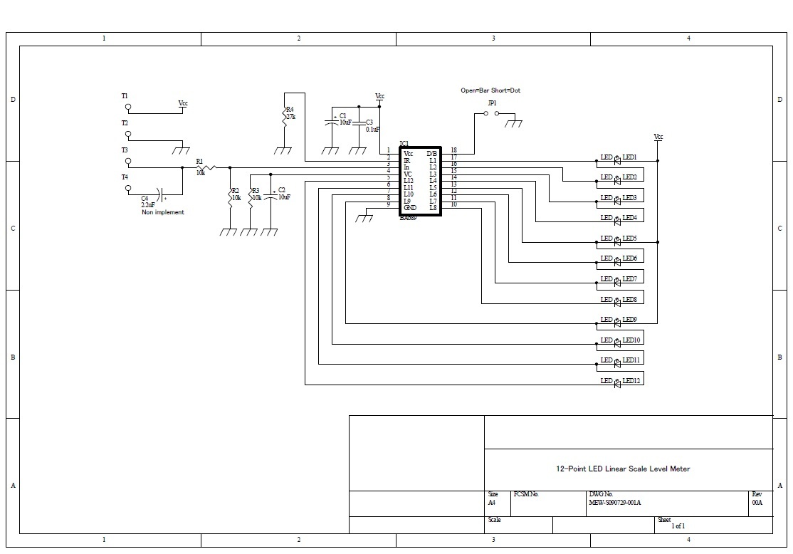 ☆ BA689 2個 12点 LED レベルメーター ドライバー IC ☆_参考回路図