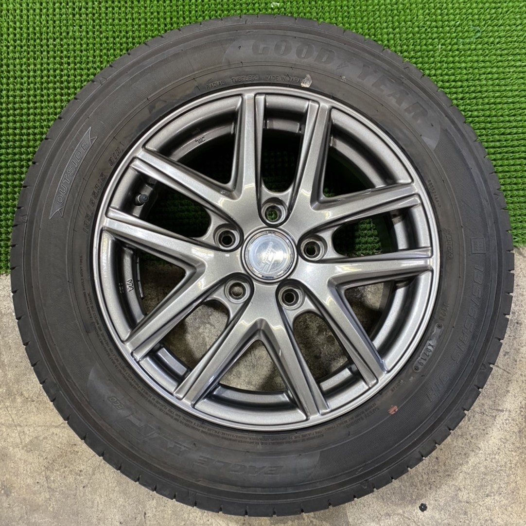 195/65R15 GOODYEAR【2019年】(社外アルミホイール) 15X6J ET45 5H/114.3 4本セット！バリ溝！セレナ等にの画像4