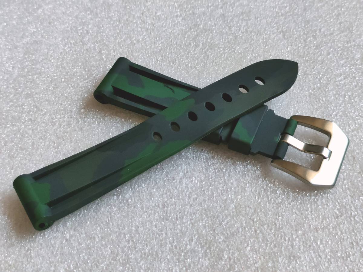 【新品】ラバー腕時計ベルト 防水20mm 迷彩緑_画像2