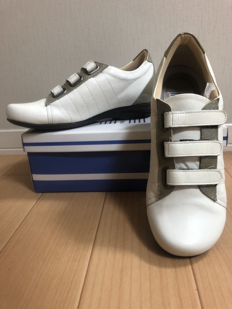 【美品】blanc/bleu ブランブルー スニーカー 日本製 23センチ　白　金　ホワイト　ゴールド　本革　皮