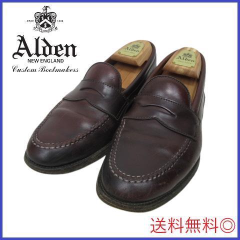 定価約12万円 オールデン Alden コイン ペニー ローファー シューズ 8 レザー 靴 短靴 8 ブラウン系 木製シューキーパー付き