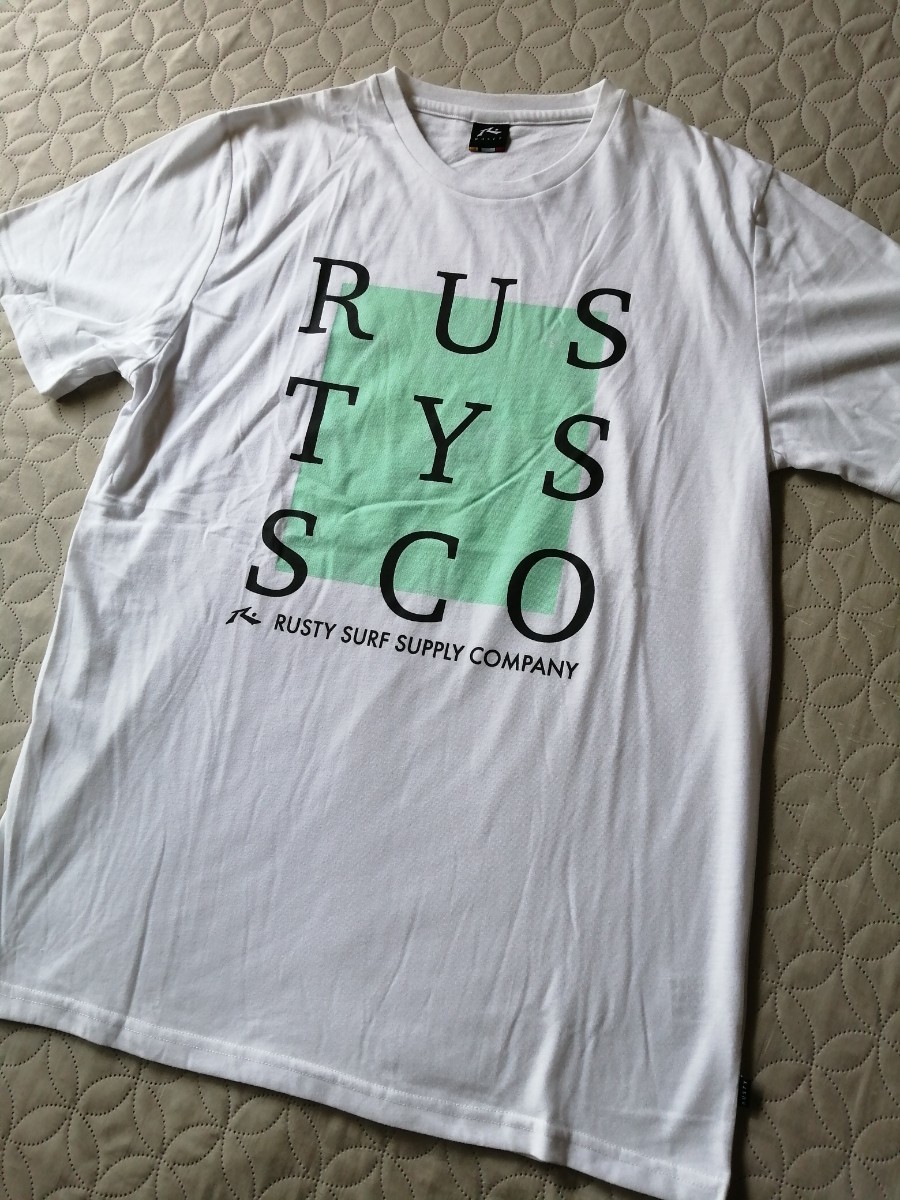 RUSTY◇ラスティ プリントTシャツ 半袖Tシャツ XL 白