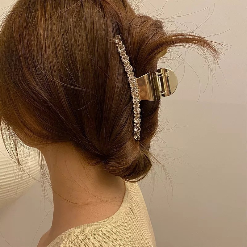 ビジュー　ストレートヘアクリップ　ゴールド　ラインストーン　ヘアクリップ　ヘアアクセサリー　韓国　大人気