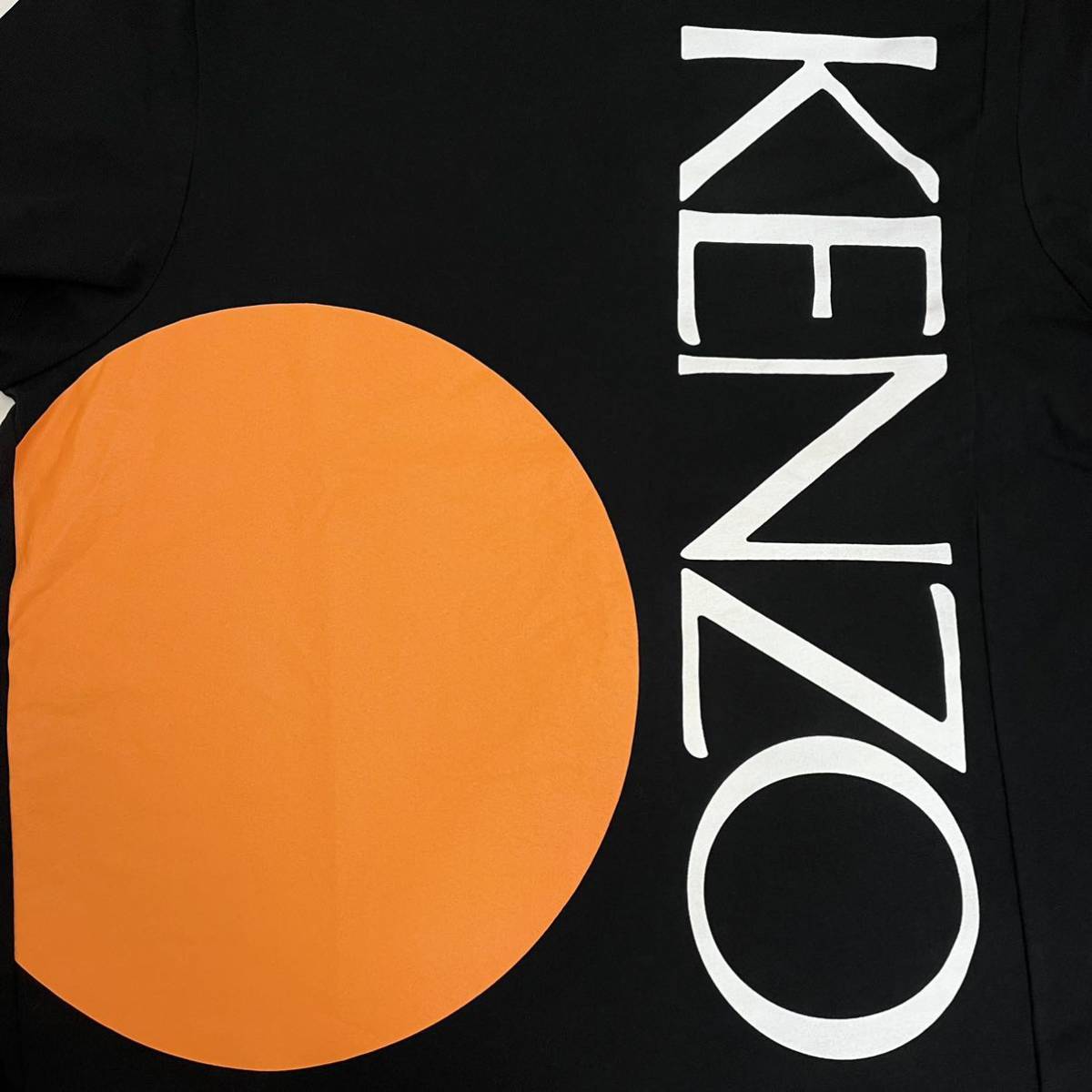 KENZO ケンゾー オレンジ サイクル ビッグロゴ Tシャツ コットン プリント ブラック 黒色 XS S