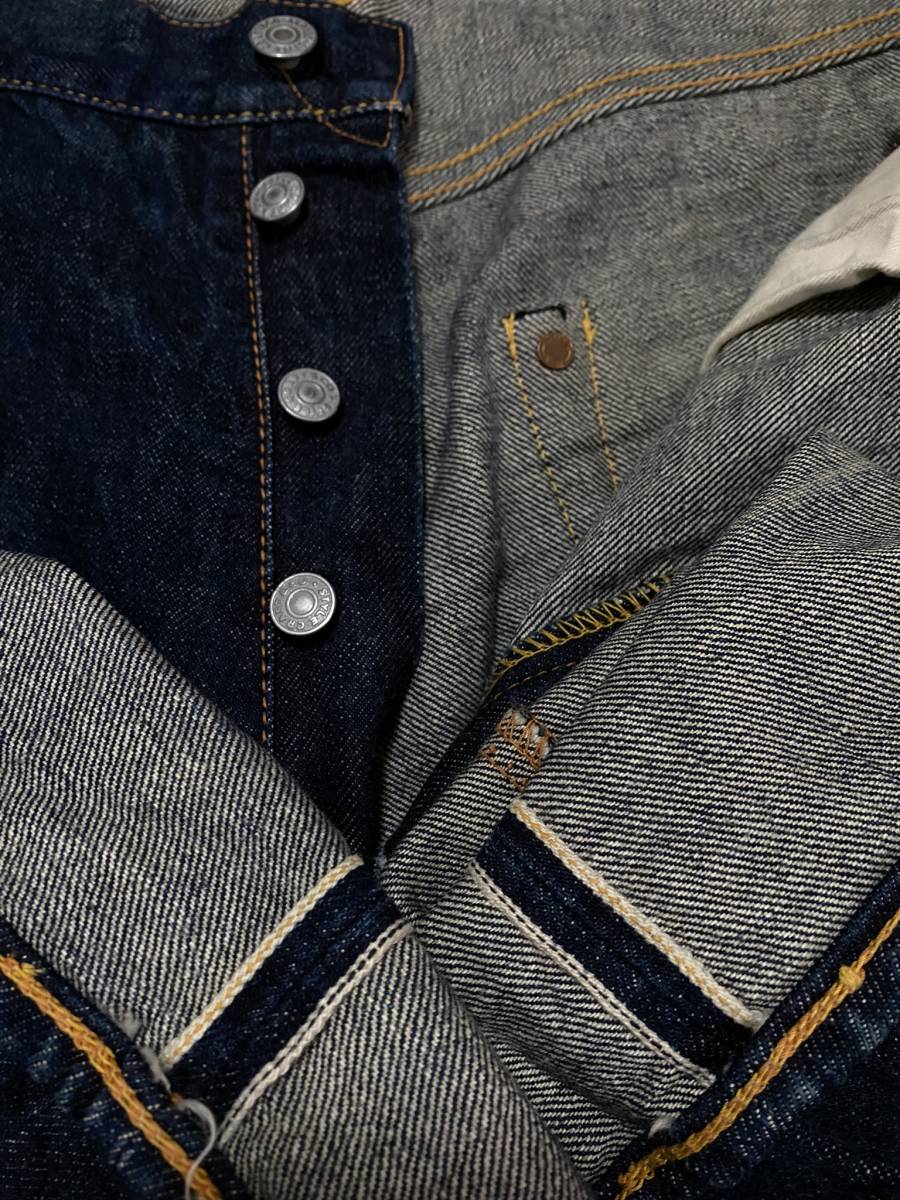 ※EVISU エヴィス エビス No2 LOT2001 スカルシルバー刺繍ピンクカモメペイントセルビッチデニム 日本製 濃紺 大きいサイズ 36 BJBB.H_画像7