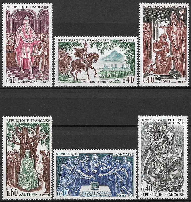 ★1966-67年 フランス 「歴史シリーズ」3種完+3種完 未使用切手(MNH)★ZR-380_画像1