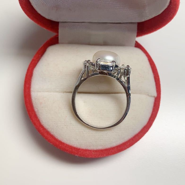 新品 pt プラチナ ダイヤ 本物 真珠 リング 指輪 サイズ 14号 ホワイトカラー 系_画像2