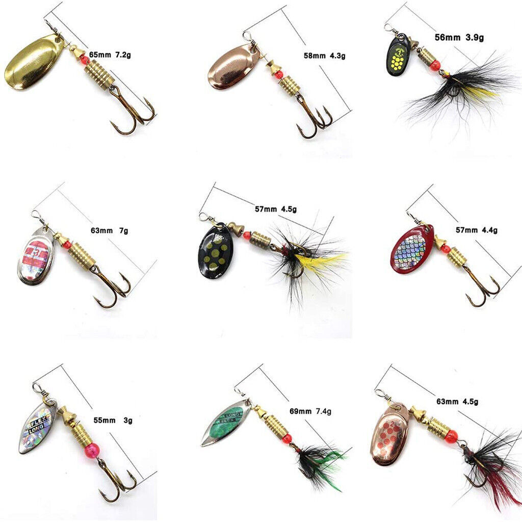 10PC Metal Fishing Sequins Hooks Baits Feather Fishhook Tackle