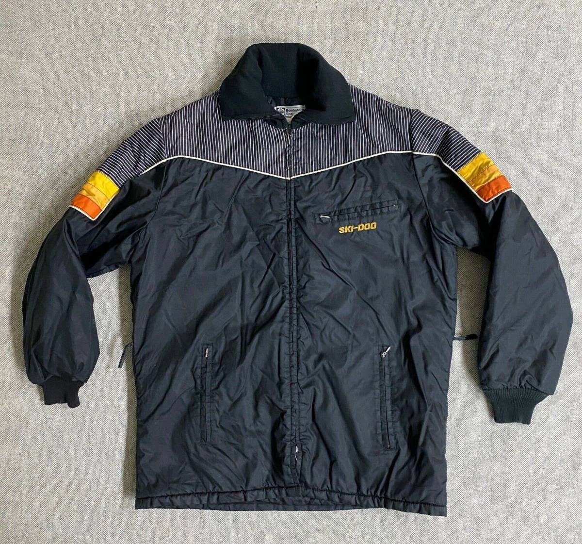 Vintage SkiDoo Bombardier Insulated Snowmobile Mens Large Black Jacket 海外 即決