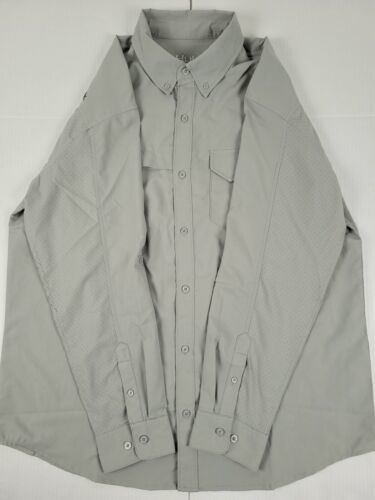 Huk Mens XL Gray Vented Long Sleeve Button Front Fishing Shirt