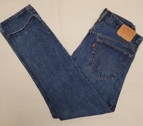 Men's Levis 505 Denim Blue Jeans Size 40x34 Straight Leg 海外 即決