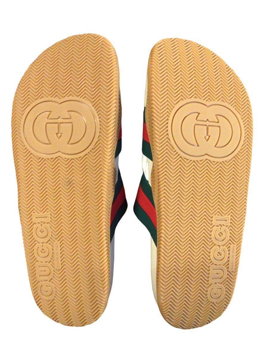 22SS GUCCI MEN'S WEB RUBBER SLIDE SANDAL ”Cream“ ウェブ ラバー