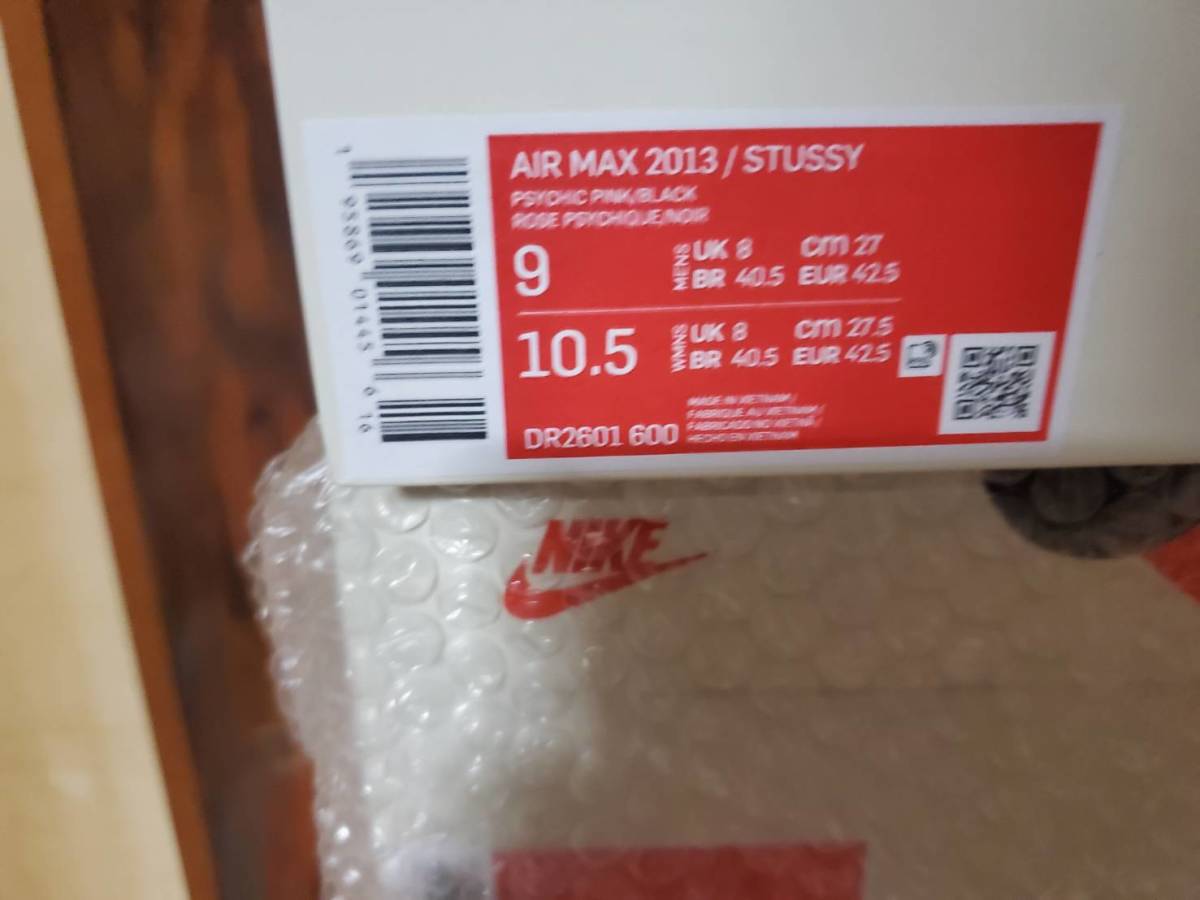 値下げ　サイズ：27.0　STUSSY x NIKE AIR MAX 2013 PSYCHIC PINK 未使用_画像3