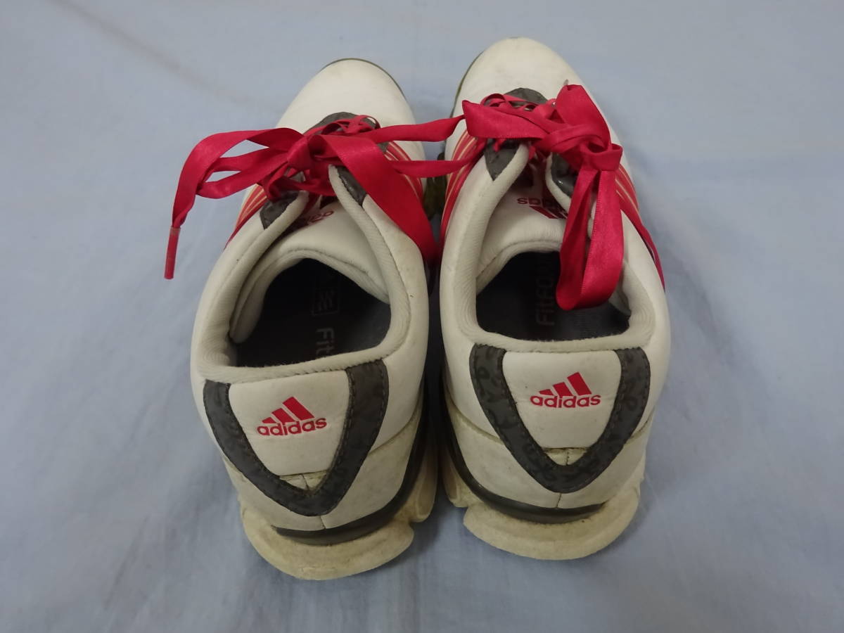 (B-.4-80) adidas Adidas туфли для гольфа POWERBAND CHASSIS размер 22.5cm белый б/у 