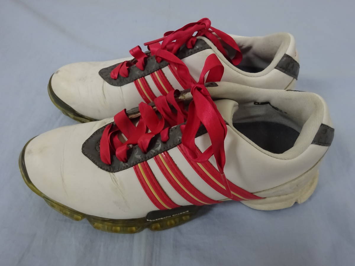 （B-い4-80） adidas アディダス ゴルフ シューズ POWERBAND CHASSIS サイズ 22.5cm ホワイト 中古_画像3