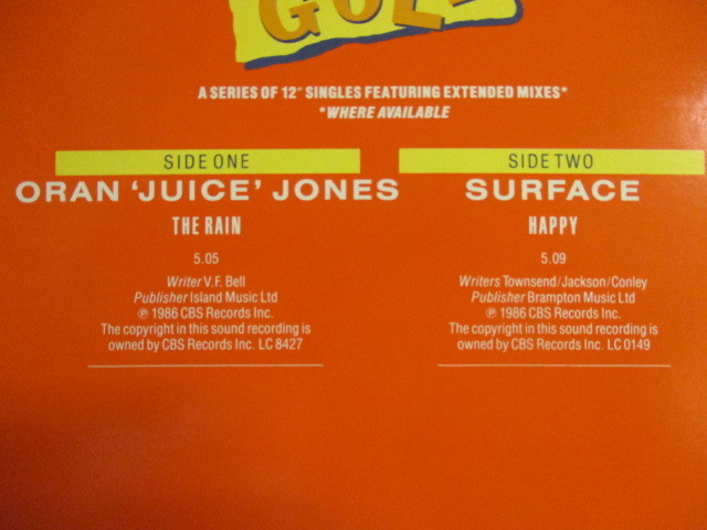 ★ Oran 'Juice' Jones ： The Rain 12'' ☆ c/w Surface - Happy (( Dance Classics / ダンクラ / Disco / ディスコ / 落札5点で送料無料_画像3