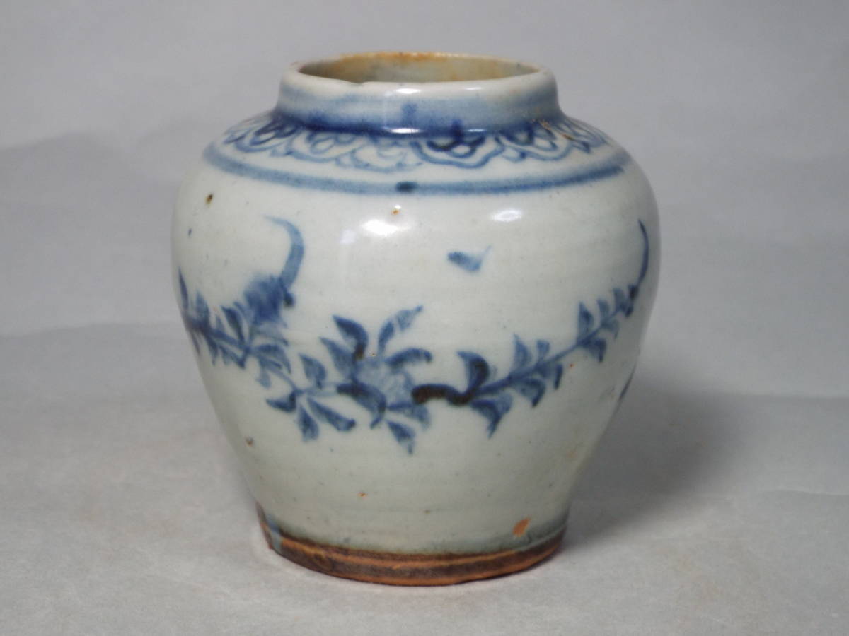 本物保証 【茶入用 草花文染付小壺】 中国・明時代 avnc.com.ar