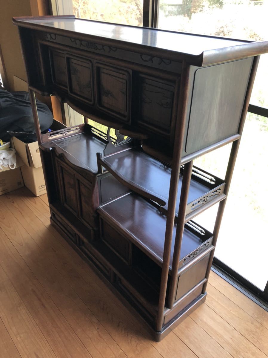 黒檀 唐木茶棚 飾り棚 飾棚 茶箪笥 サイドボード 置水屋 唐物 煎茶道具
