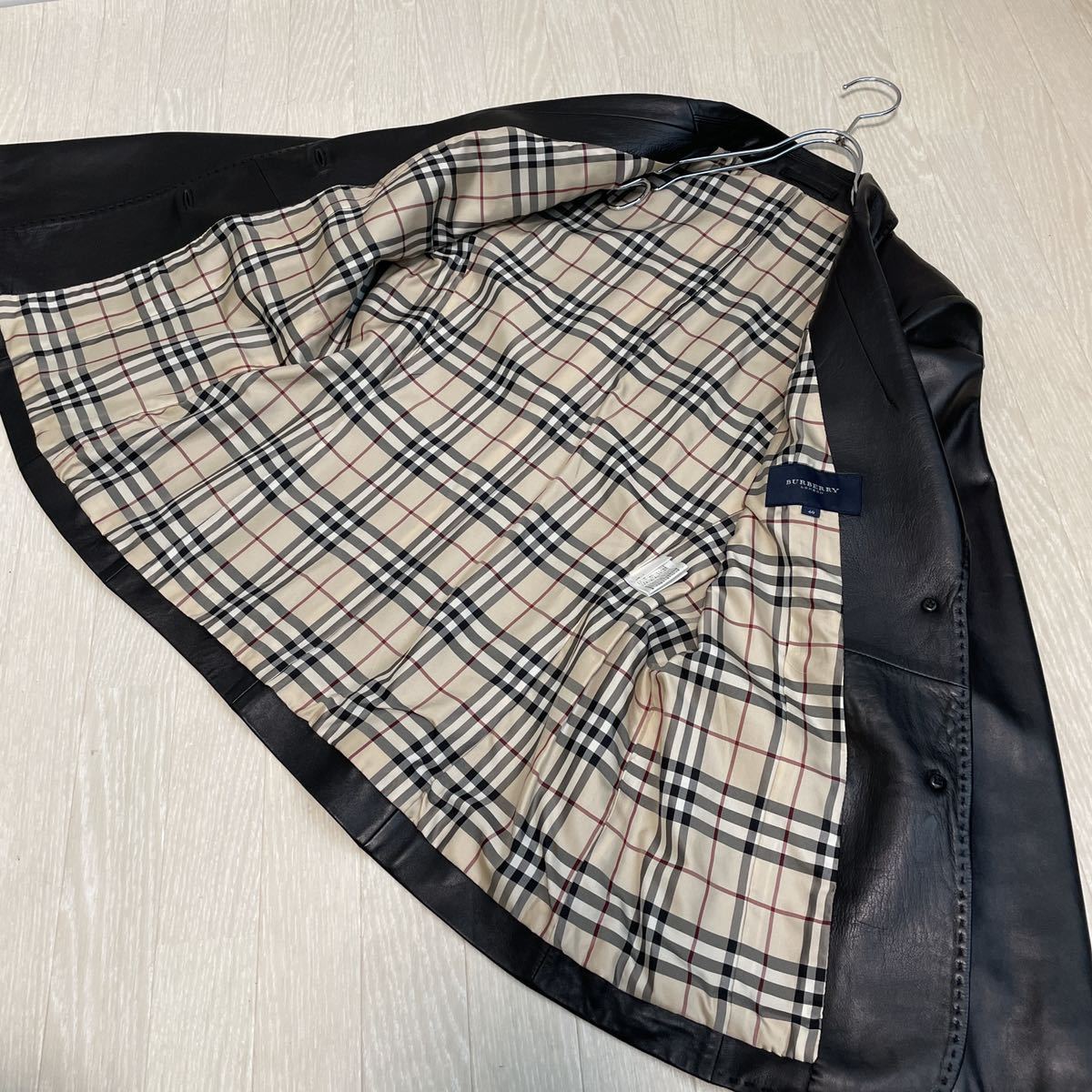 美品 バーバリー BURBERRY ラムレザー テーラードジャケット レザー