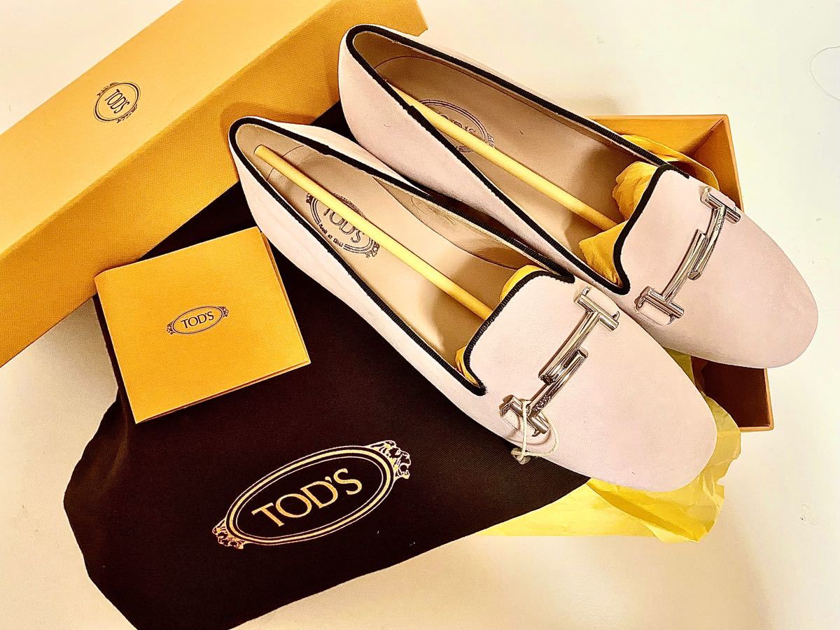 TOD'S トッズ バレリーナ フラット ローファー スウェード ピンク