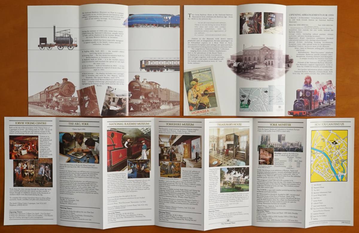 イギリス国立鉄道博物館 NATIONAL RAILWAY MUSEUM YORK 公式パンフレット1冊 + チラシ資料類一括　　検:英国鉄道歴史 蒸気機関車マラード号_案内パンフ類　開いた状態　裏面