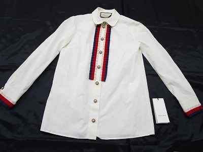 GUCCI グッチ コットンポプリンシャツ トリコロール 451007 40 GG