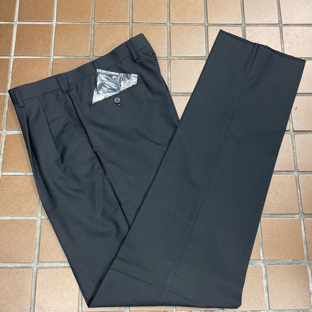 [ with translation ] big size * gentleman clothes . wide double-breasted suit / large size 4L A9/ black black /no- Benz 2 tuck * cheap .. . rarity ** scratch 