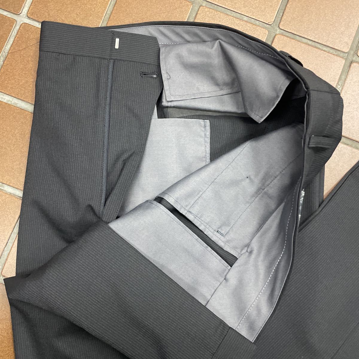 [ with translation ] big size * gentleman clothes . wide double-breasted suit / large size 4L A9/ black black /no- Benz 2 tuck * cheap .. . rarity ** scratch 