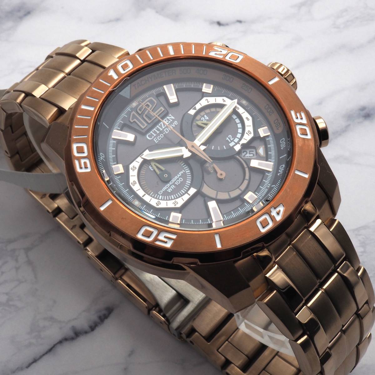 新品】シチズン CITIZEN エコドライブ メンズ腕時計 ブラウン ゴールド