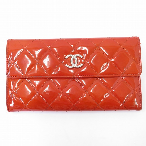 apzw シャネル CHANEL 長財布 マトラッセ オレンジ ココマーク