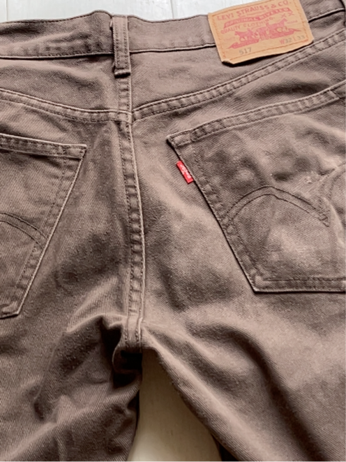 即決 W32 リーバイス Levi's 517-36 ブーツカット フレア系 サドルマン 1970年代登場(chǎng) コットンツイル100% カラーパンツ ブラウン茶色系