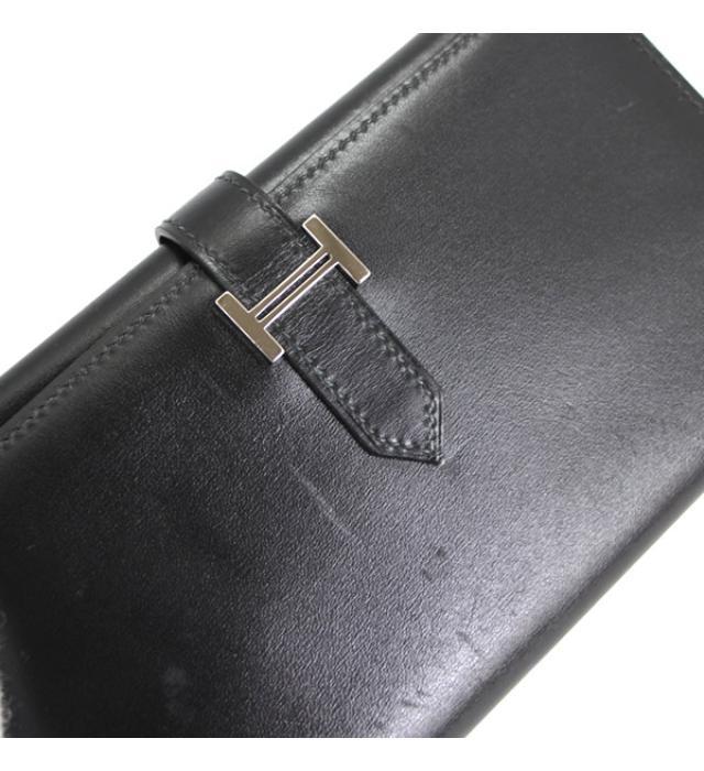 HERMES 【広尾店】エルメス HERMES ベアン 三つ折り長財布 ボックス 黒