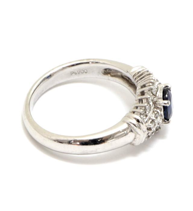 美品 サファイヤ ダイヤ リング Pt900 プラチナ S0.64ct D0.24ct 約11