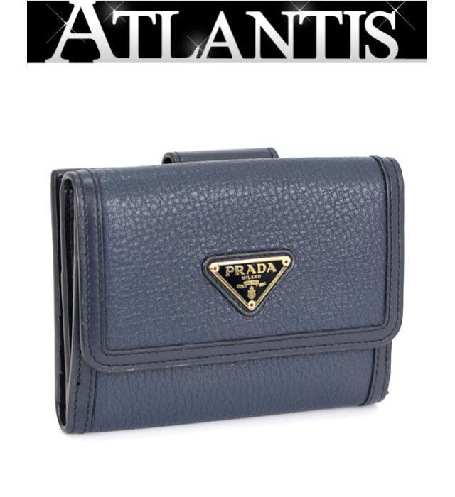 41%割引特価商品 極美品 プラダ PRADA ダブルホック 三つ折り財布